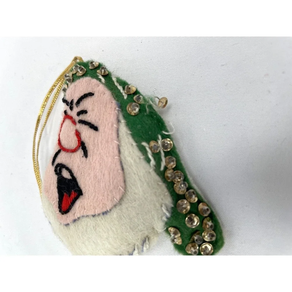 Disney Ornaments Felt Sequins Pinocchio Snow White Dwarfs Vintage 6